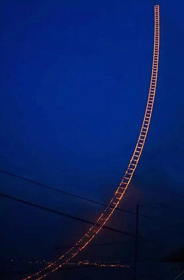 Chinese Artist Creates A Stunning Ladder To heaven Using Fireworks 