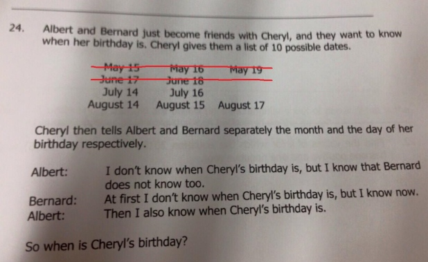 When is Cheryl's birthday