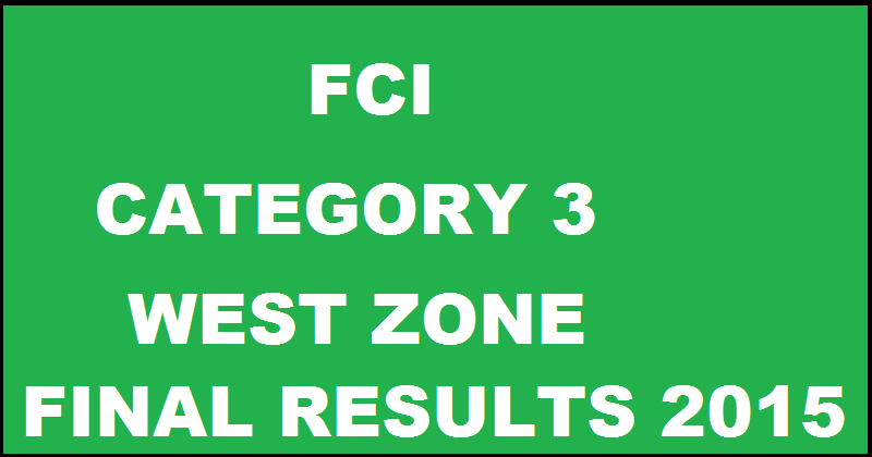 FCI Category III West Zone Final Results Declared For JE AG Typist @ fcijobsportal.com
