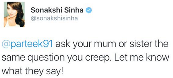 Sonakshi reply to fan