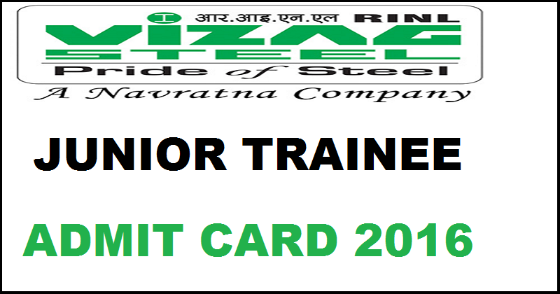 Vizag Steel Jr Trainee Admit Card 2016| Download For 28th Feb Exam