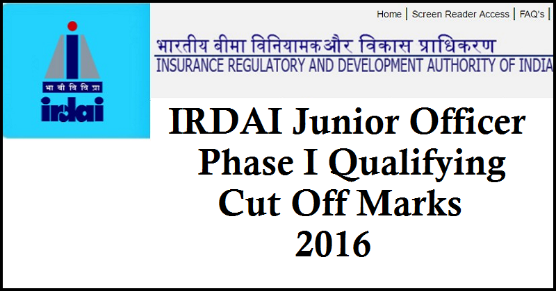 Junior Officer Qualifying Cut Off Marks 2016