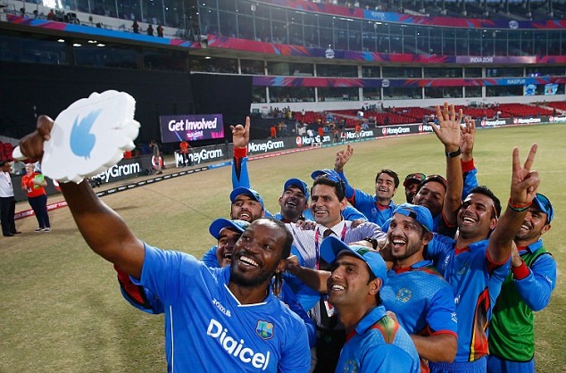 Chris Gayle with Afghanistan team