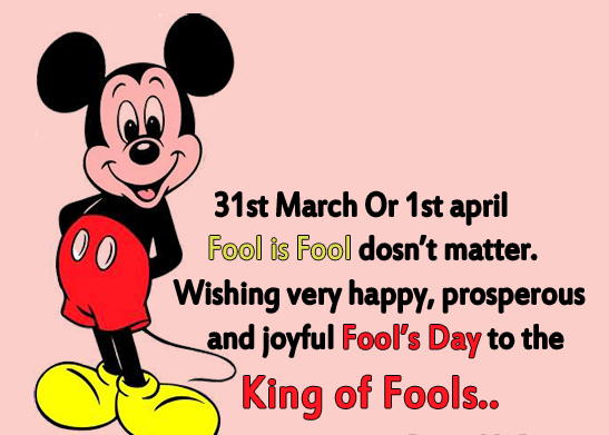 April Fools day Micky Mouse image with quote