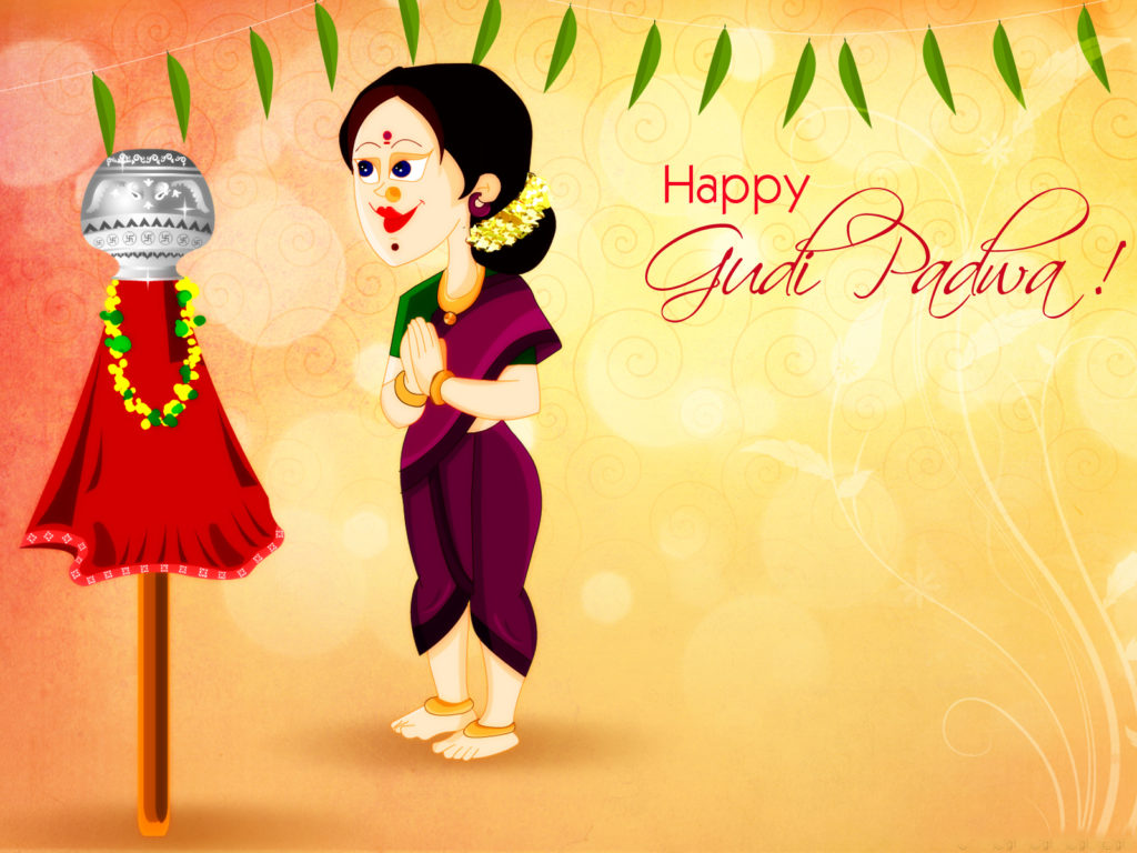 Happy-Gudi-Padwa-HD-Images-wallpapers with a women praying