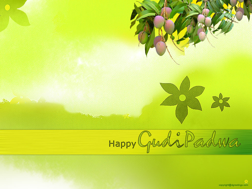 Gudi Padwa wallaper with green background