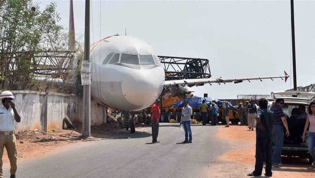 Crane Carrying an Air India Defunct Aircraft Loses Its Balance (2)