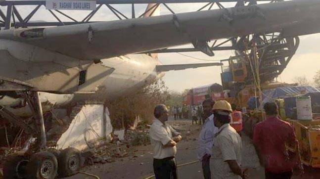 Crane Carrying an Air India Defunct Aircraft Loses Its Balance (10)