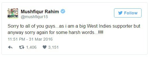 Rahim apologizes