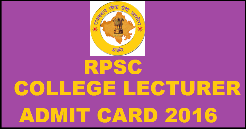 RPSC Lecturer Admit Card 2015 Download @ rpsc.rajasthan.gov.in For 24th April Exam