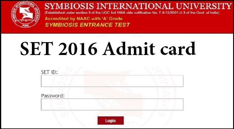 SET 2016 Admit card