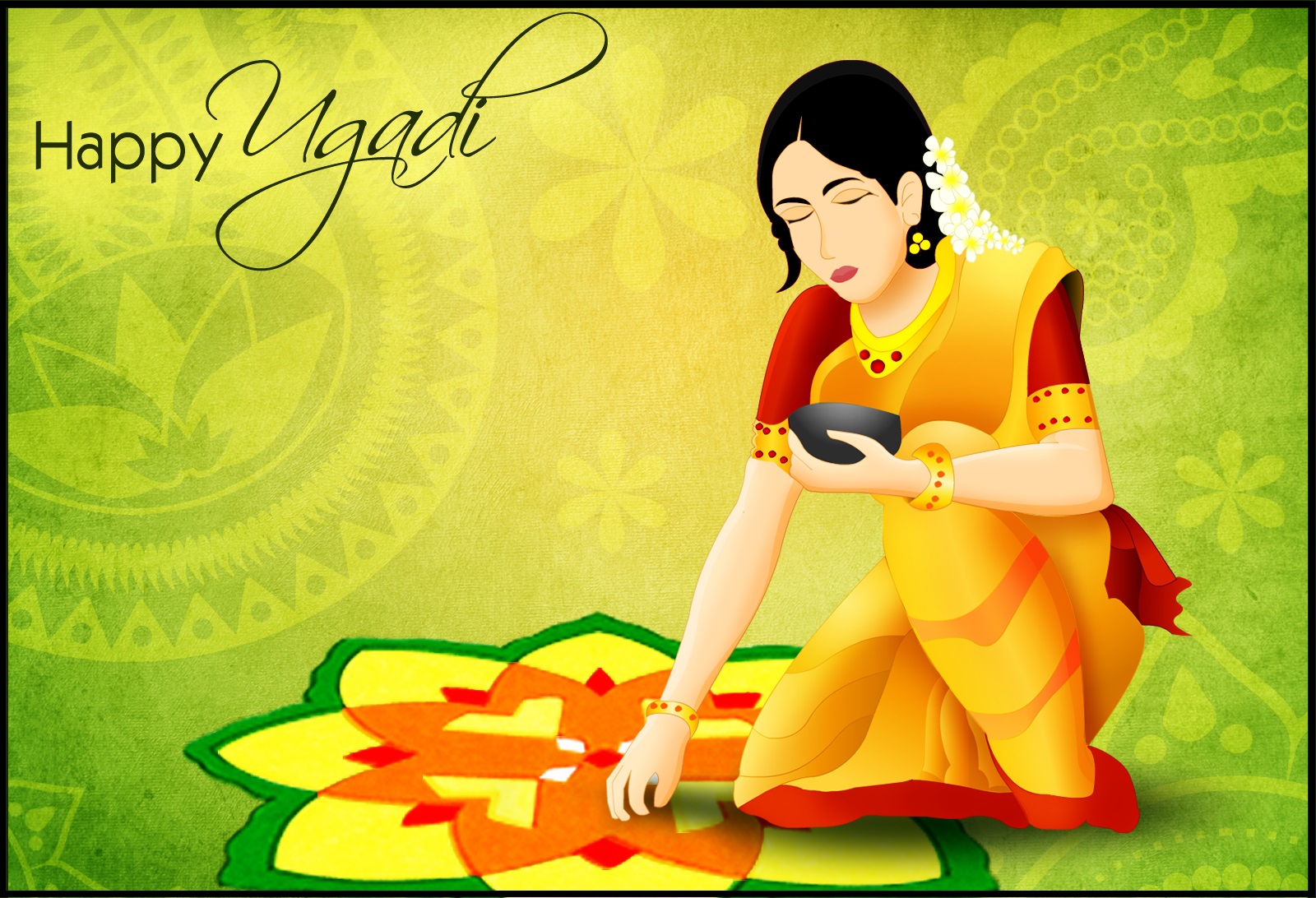 Ugadi wallpaper for FB of a Girl