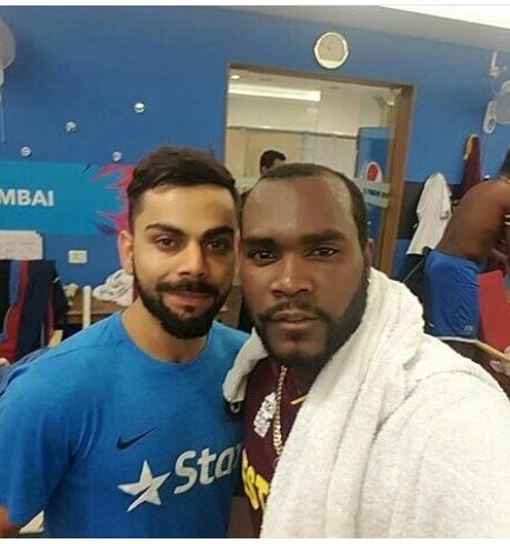 Kohli with West Indies players