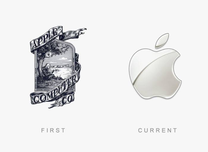 Apple - Before and After Logos of World Famous Companies