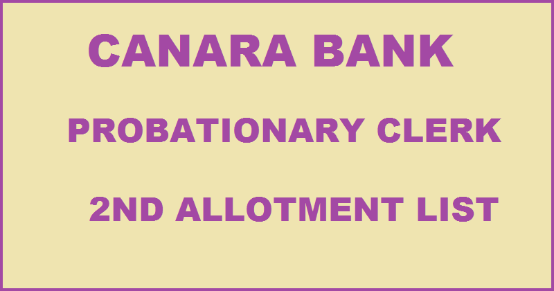 Canara Bank Probationary Clerk Allotment List
