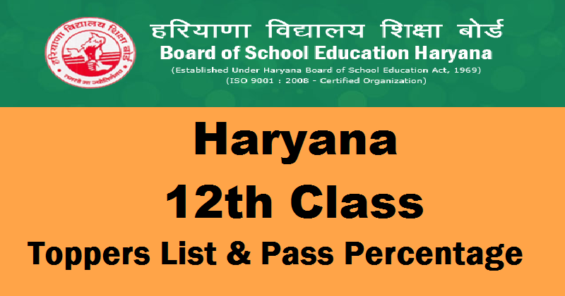 Haryana 12th class toppers list and pass percentage