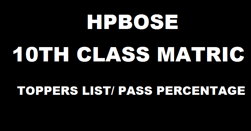 HP Board 10th Class Matric Toppers List/ Pass Percentage District Wise 2016