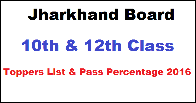 Jharkhand 10th Matric & 12th Class Toppers List With Pass Percentage Analysis District Wise