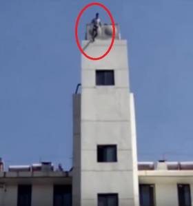 man jumping from 11 floor