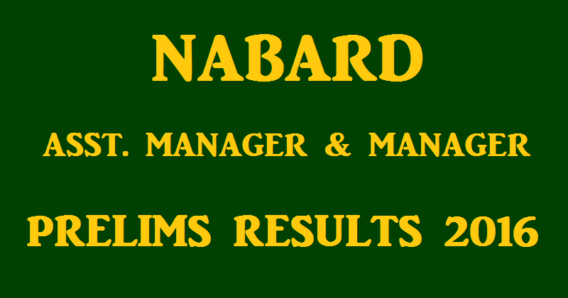 NABARD Prelims Results 2016 For Asst. Manager & Manager Declared @ www.nabard.org