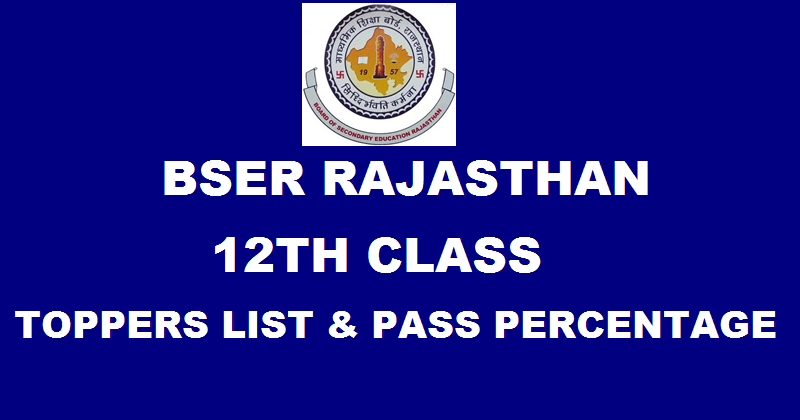 Rajasthan 12th Toppers List 2016 Pass Percentage For Arts/ Commerce/ Science District Wise