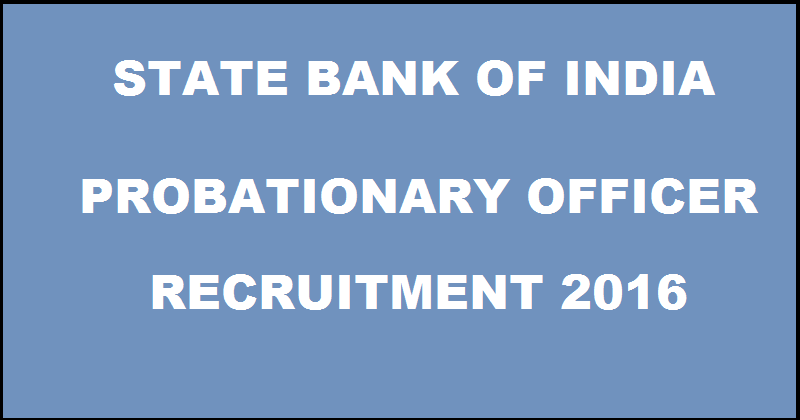 SBI PO Recruitment Notification 2016