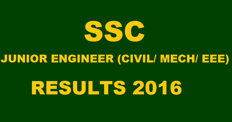 SSC JE Results 2016