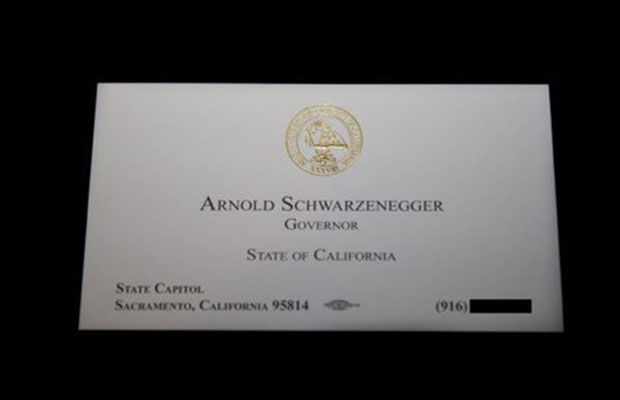 Arnold Schwarznegger - The Actual Business Cards Of Famous People