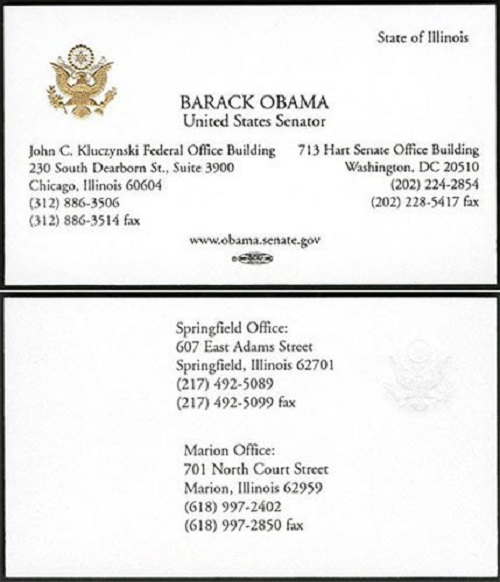Barack Obama - The Actual Business Cards Of Famous People