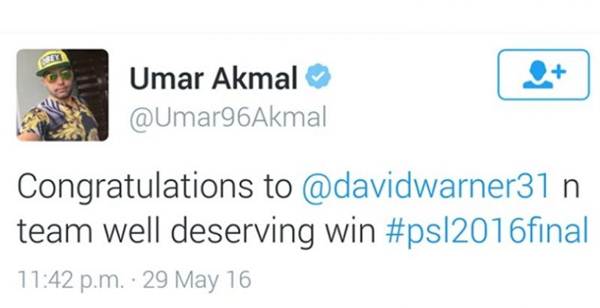 Umar Akmal tweet
