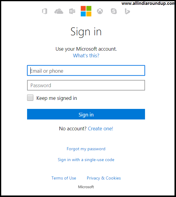 hotmail sign up page