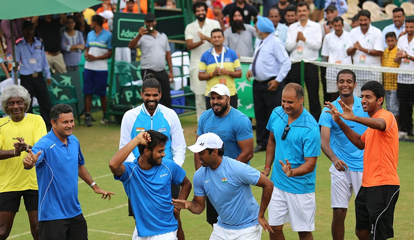 Indian Tennis players celebrate Davis Cup Win