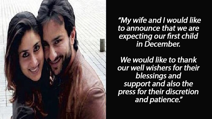 Saif Ali Khan statement about kareena pregnancy