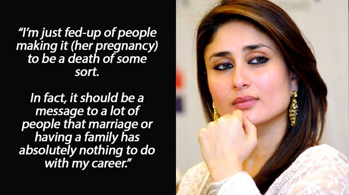 kareena giving a tight slap answer to reporters