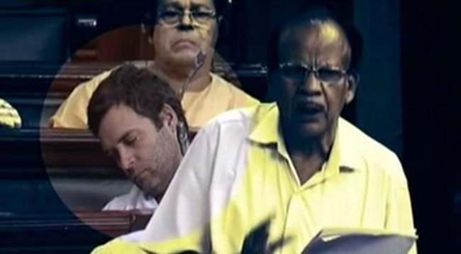 Rahul gandhi sleeping