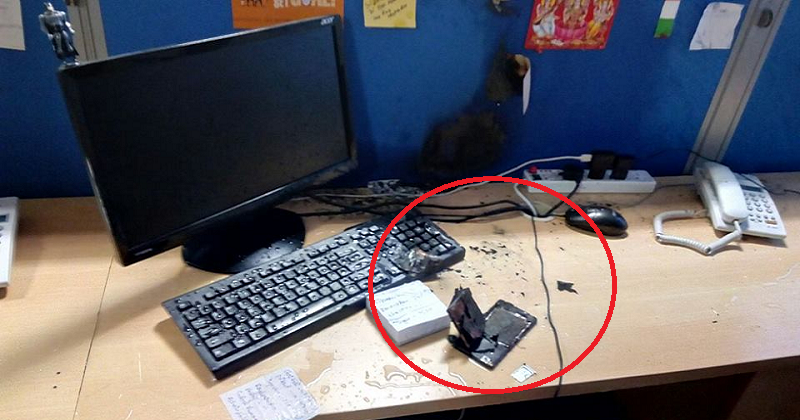 Caught On Camera: Xiaomi Mi4i Explodes While In Use At An Office