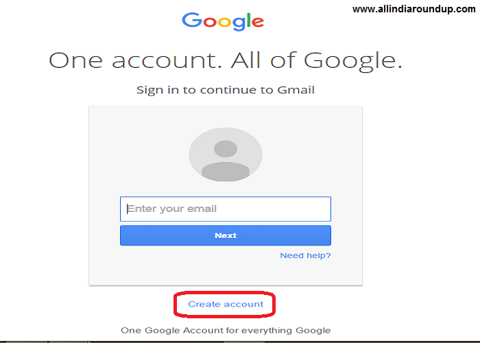 gmail login sign up page