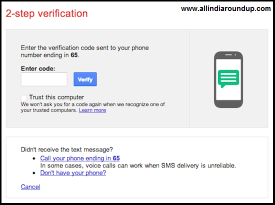 Gmail 2 step verification
