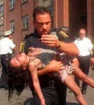 police saving girl
