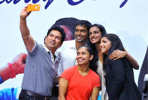 Sachin selfie with Olympic Champions