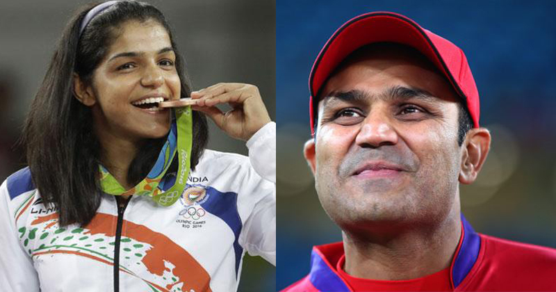  Sehwag gives a hilarious reply to Sakshi Malik on Twitter after she expresses desire to meet him