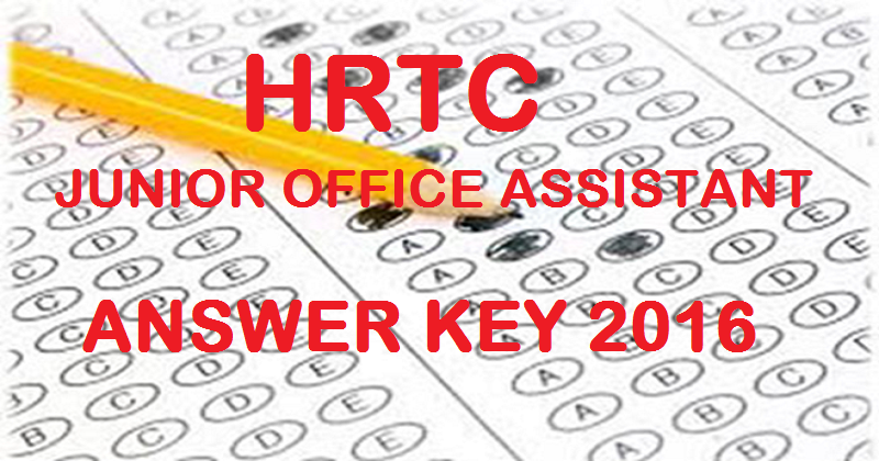 HRTC Junior Office Assistant Answer Key 2016 With Cutoff Marks For 4th September Exam