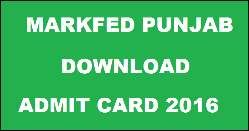Markfed Punjab Admit Card 2016 Download @ www.markfedpunjab.com For Clerk Steno Assist Accountant 25th Sept Exam
