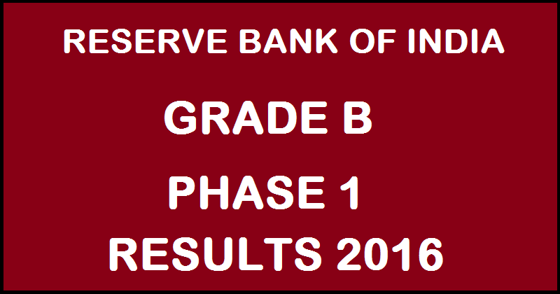 RBI Grade B Results 2016 For Phase I Online Exam Declared @ www.rbi.org.in| Check Selected Candidates For Phase 2 Exam