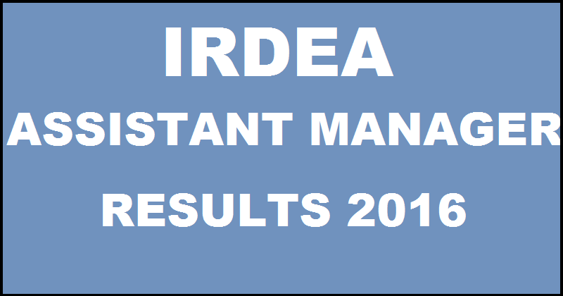 IREDA Assistant Manager Results 2016 Declared @ www.ireda.gov.in