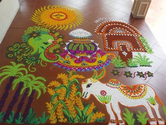 Happy Makar Sankranthi New Rangoli Designs, Images Pics 2017