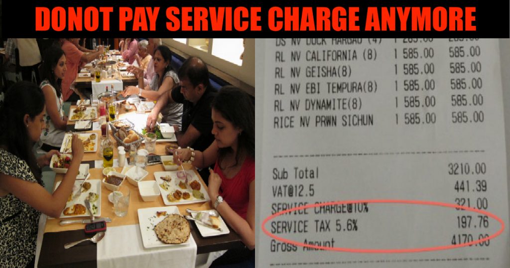 no service charge in indian restaurants