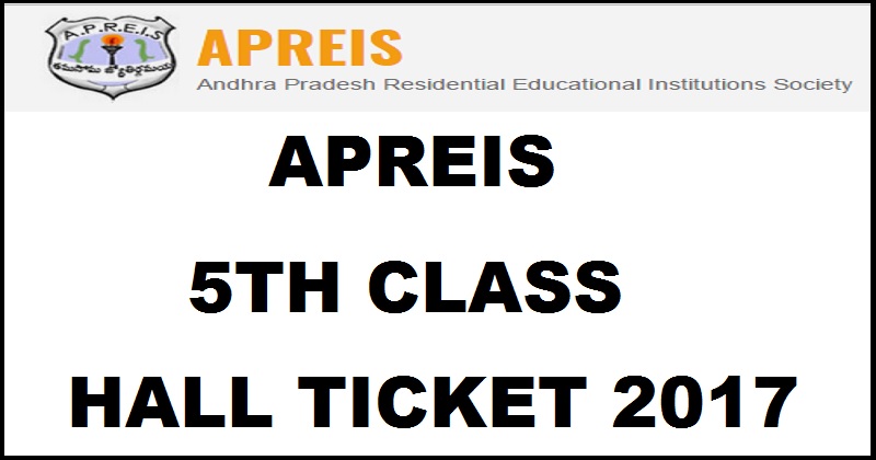 APREIS 5th Class Hall Ticket 2017 Released For Entrance Exam Download @ aprs.cgg.gov.in