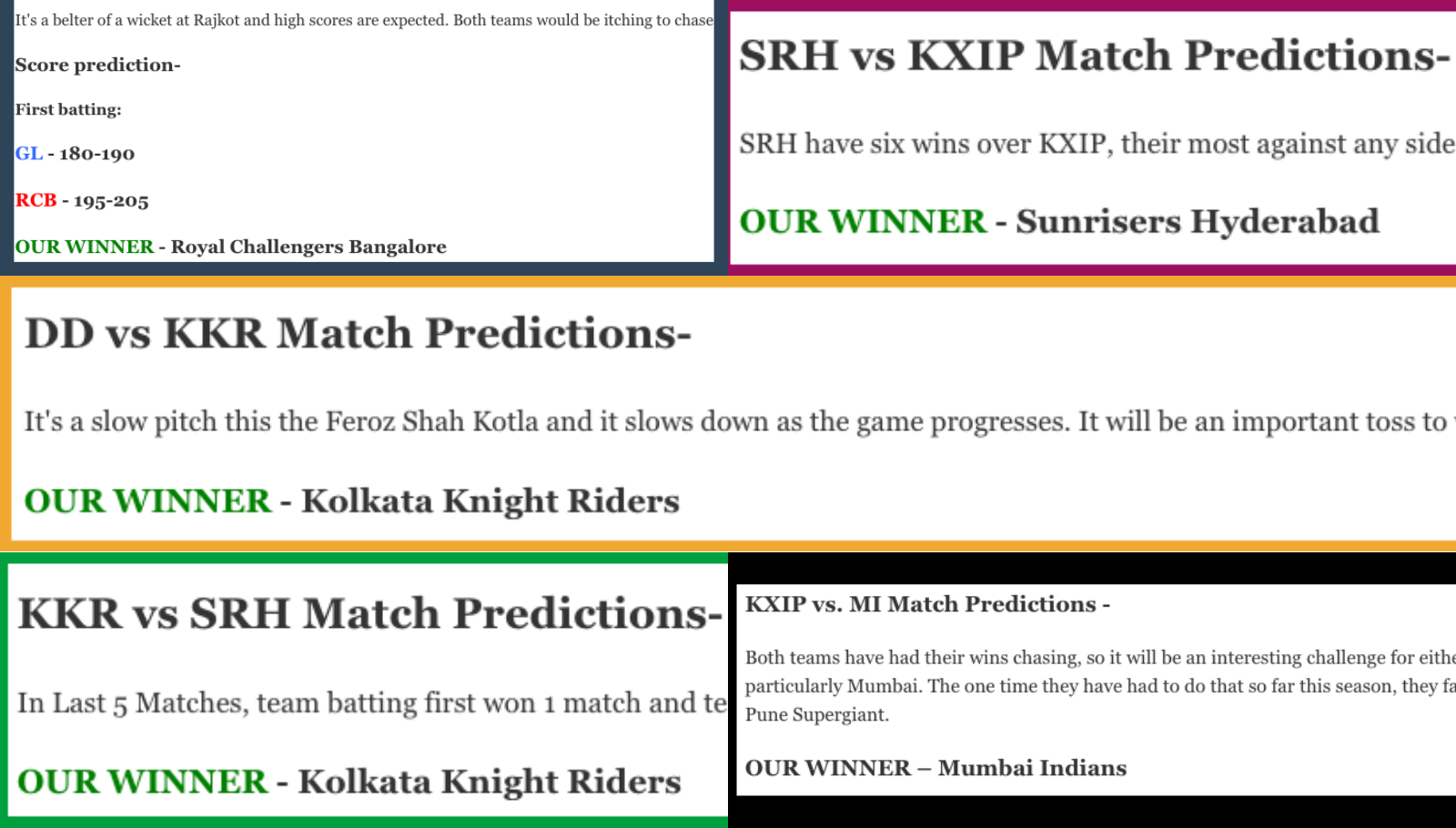 AIR match predictions