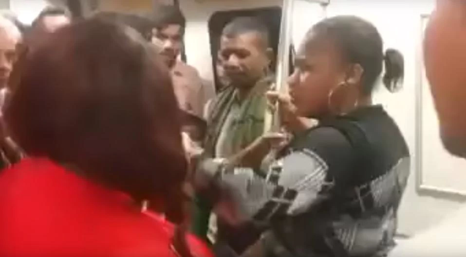 African woman verbal spat in metro train